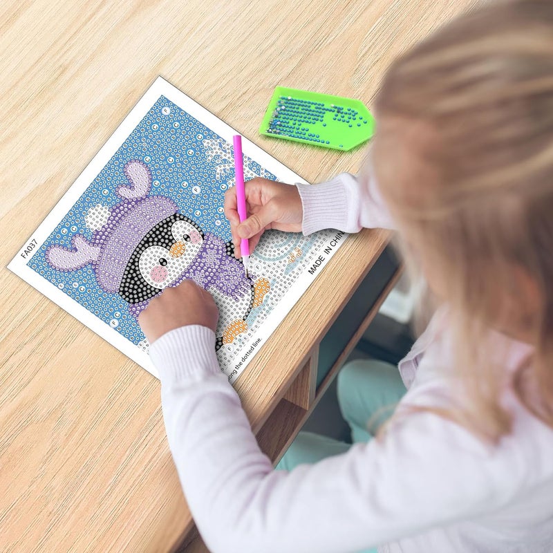 UiSdfuy Diamond Art Kits for Kids, Arts & Crafts Ages 8-12,Diamond Art for Boys Girls,Gem Art 4 Pack Diamond Painting 6"x 6" (Penguin Crocodile Frog) - Image 4